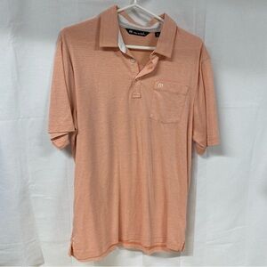 Travis Mathew Peach Striped Pocket Polo Shirt Men’s Medium